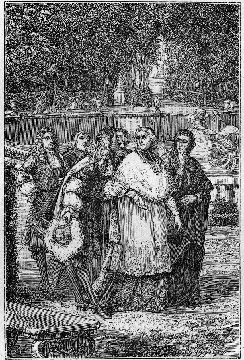 Jacques-Benigne (Jacques Benigne) Bossuet (1627-1704), French prelât and writer in the alley of philosophers in Versailles.Engraving of the 19th century. av Unknown artist