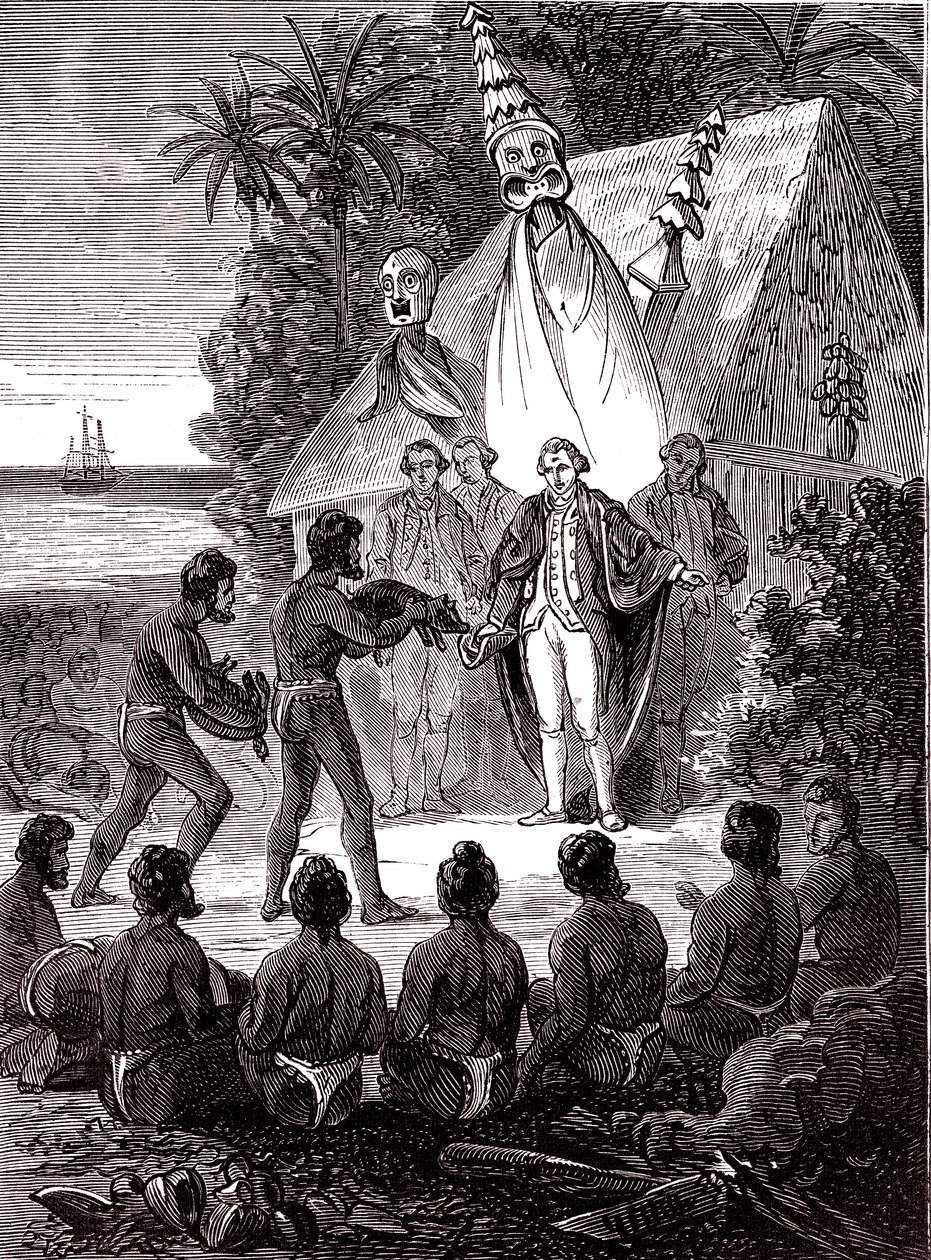 James Cook med Island Sandwich-innfødte av Unknown artist