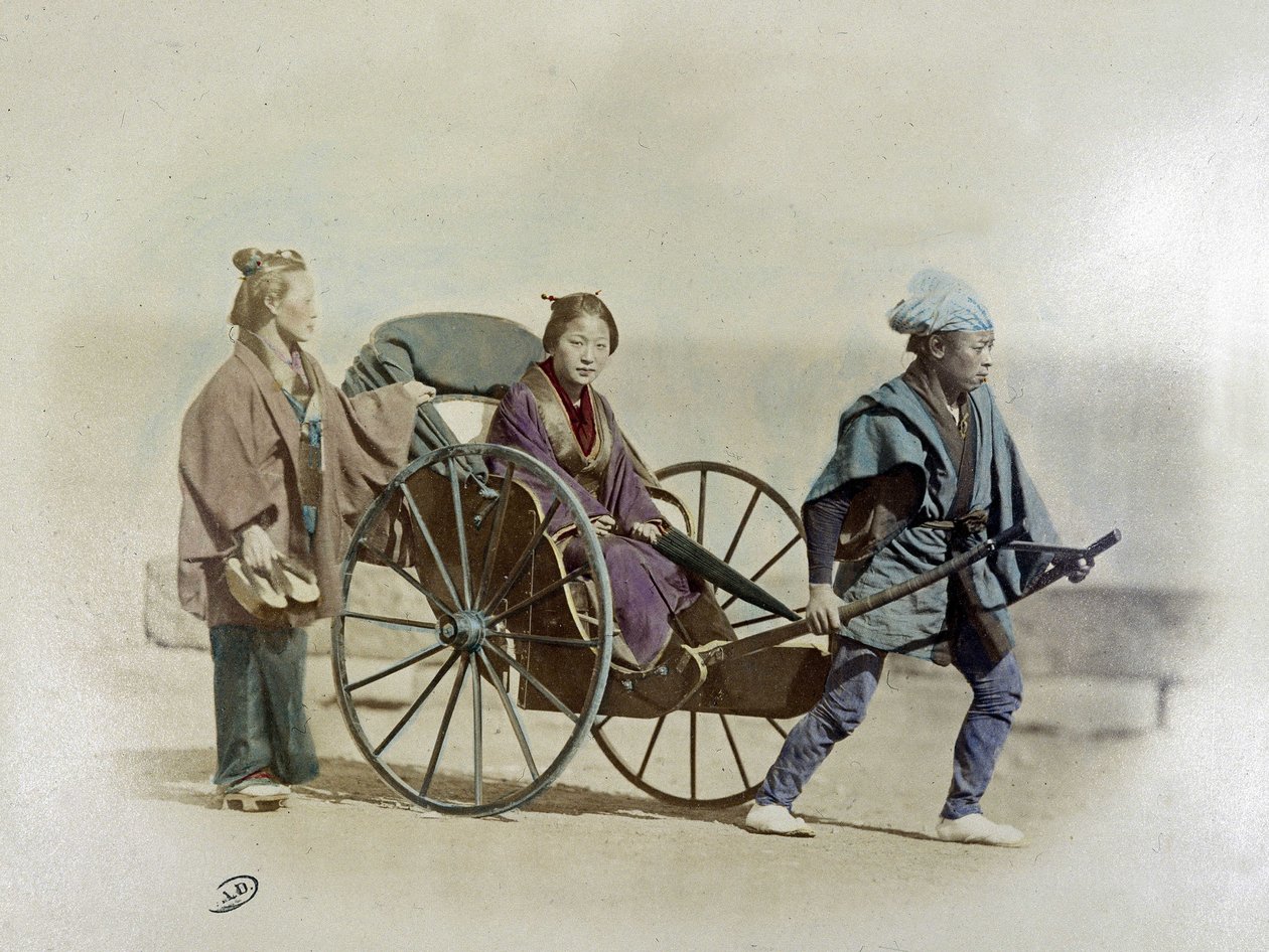 Japansk rickshaw, rundt 1900 av Unknown artist