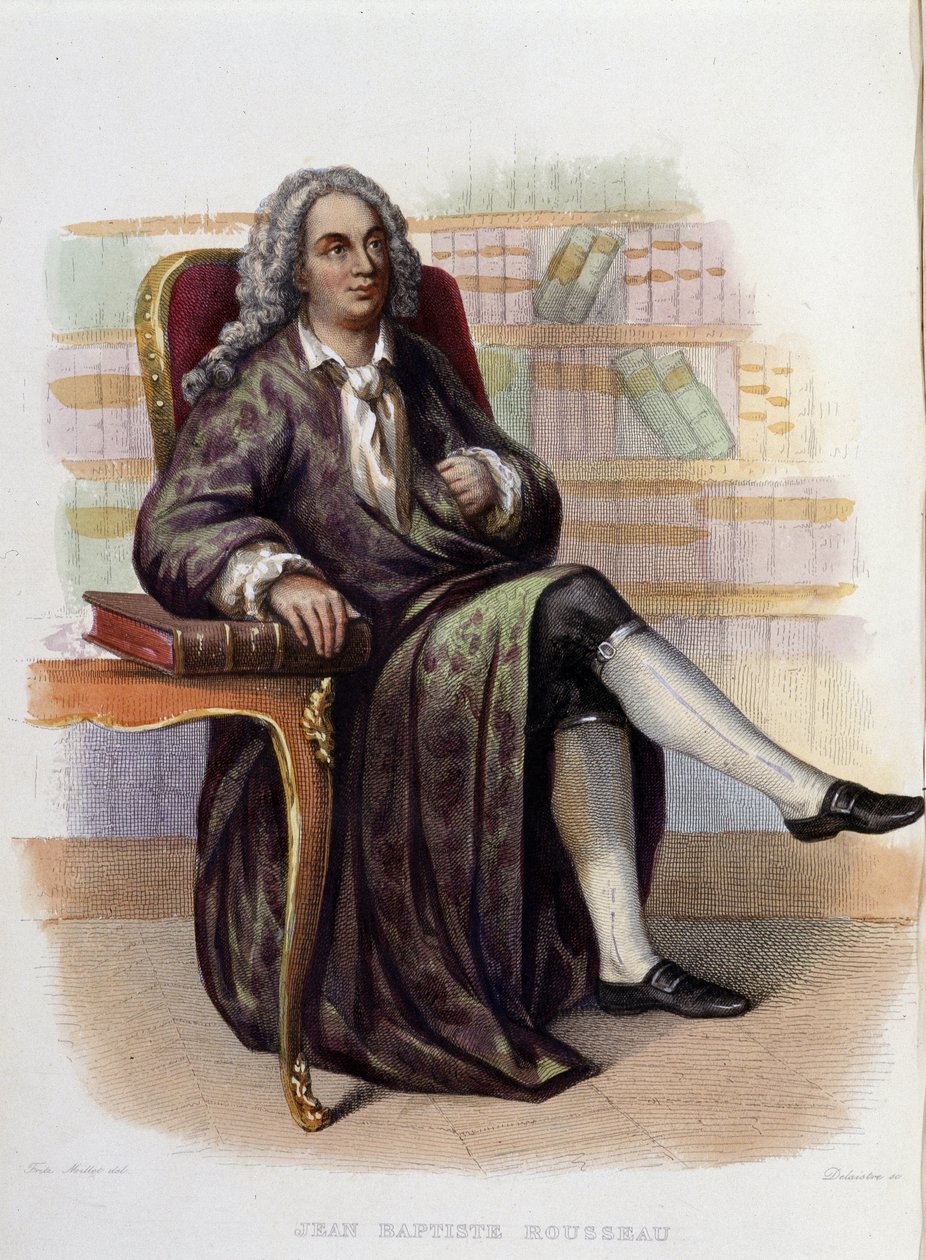 Jean Baptiste (Jean-Baptiste) Rousseau (1670-1741), fransk poet - i "" Den franske Plutarch", red. Mennechet av Unknown artist
