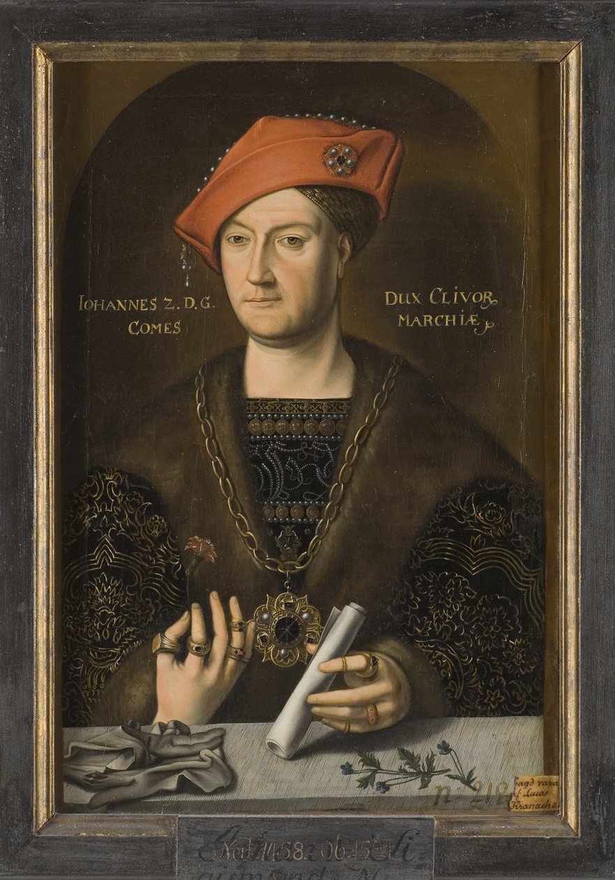 Jean II de Cleves, dit le Clement - Portrett av Johannes II (1458-1521), hertug av Cleves, greve av Markus, anonym . Olje på lerret. Mål: 66x45 cm. Nationalmuseum Stockholm av Unknown artist