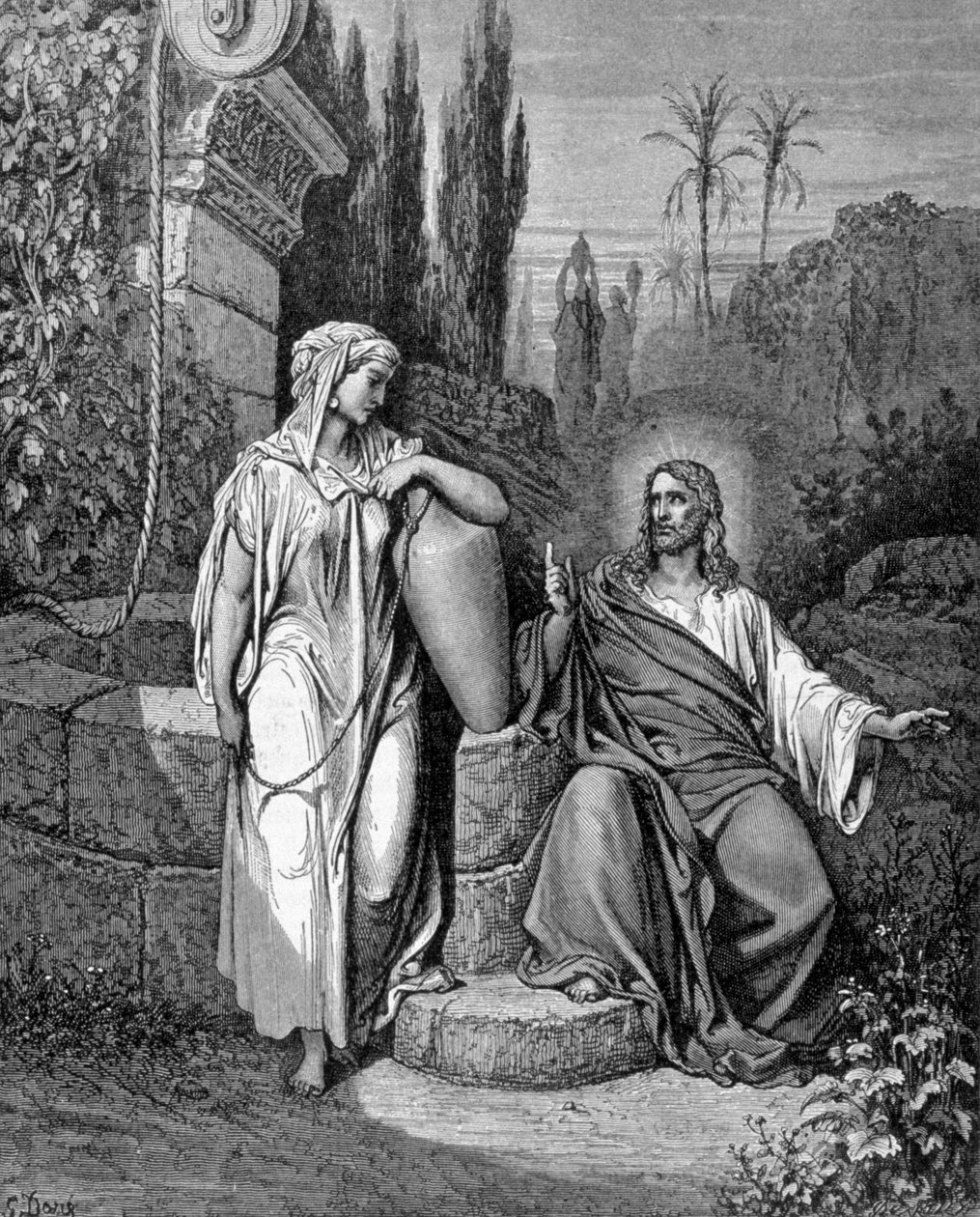 Jesus Kristus og den barmhjertige samaritan. Evangeliet ifølge Johannes. av Unknown artist