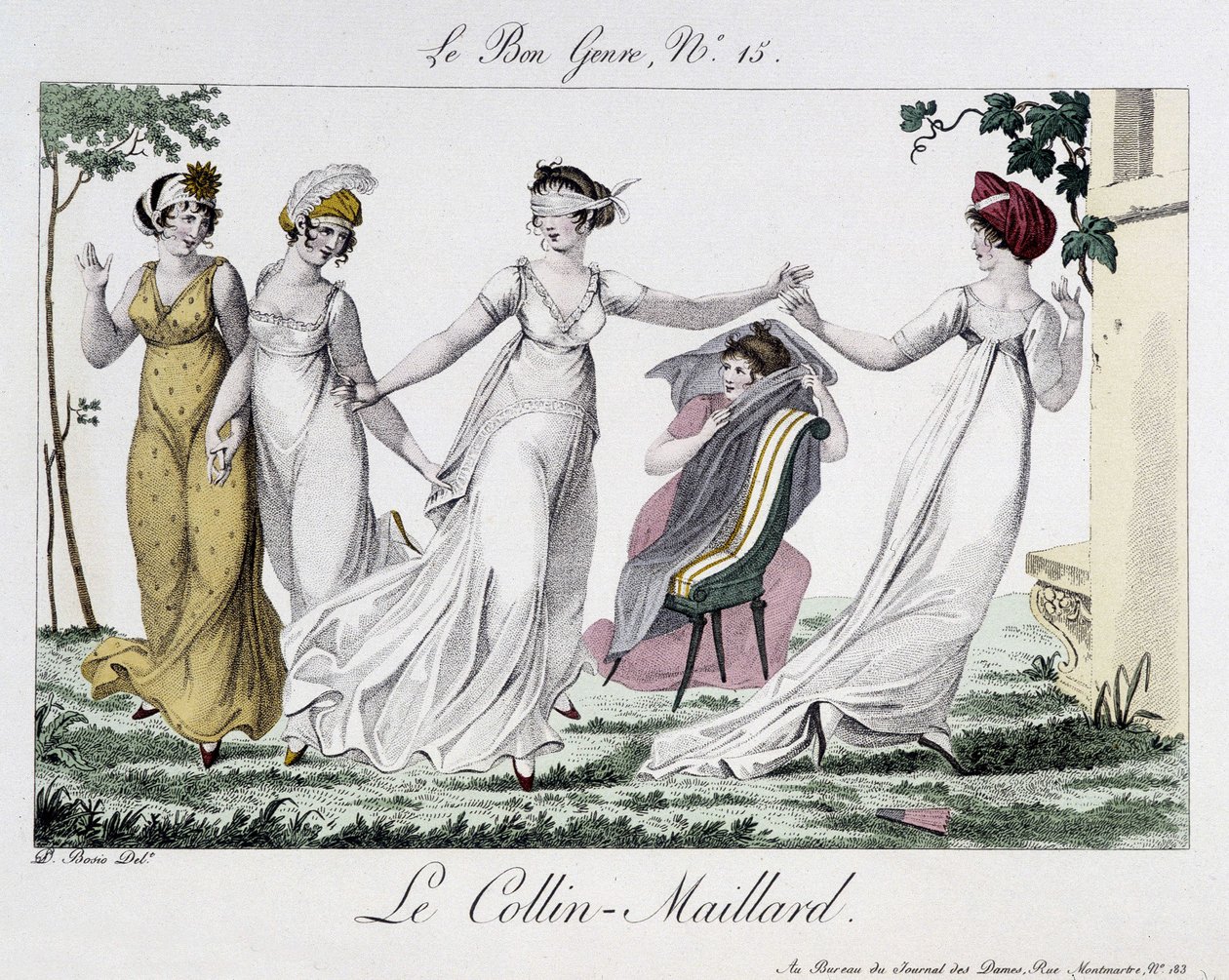Game of Colin-Maillard (Colin Maillard) - i "" Le Bon-sjangeren", n¡14, tidlig på 1800-tallet av Unknown artist