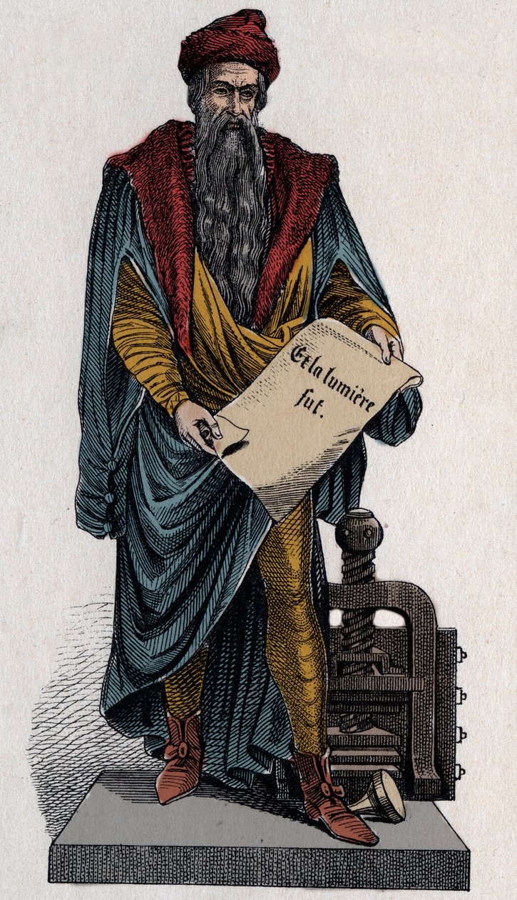 Johann Gutenberg, tysk boktrykker og gullsmed av Unknown artist