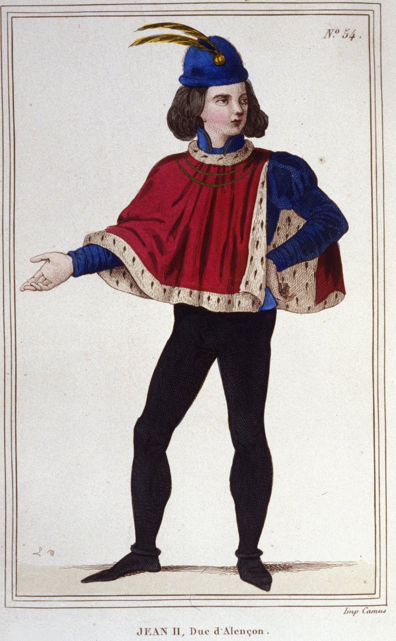 Johannes II av Valois, hertug av Alençon (1409-1476). Kommander den kongelige hæren akkompagnert av Jeanne d
