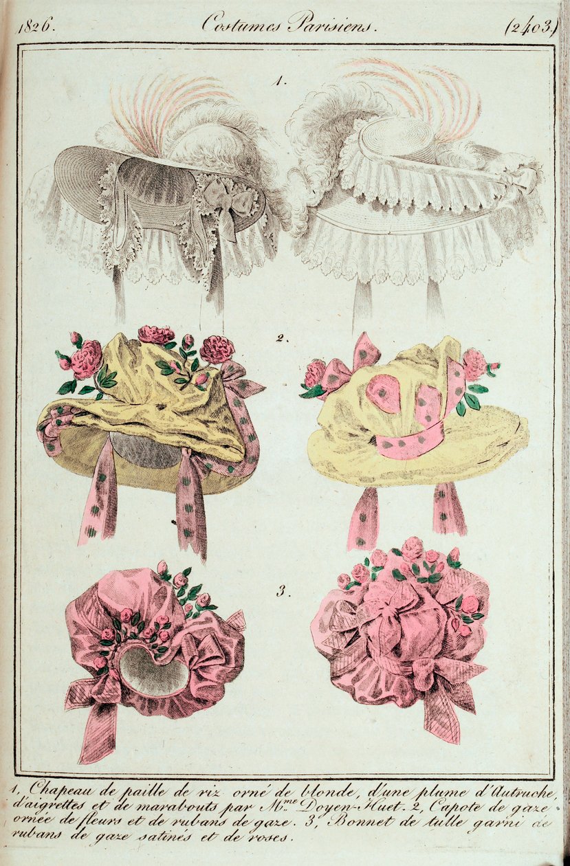 Tidsskrift for damer og moter, parisiske kostymer av Unknown artist