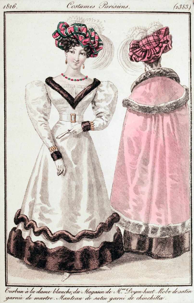 Tidsskrift for damer og moter, parisiske kostymer av Unknown artist