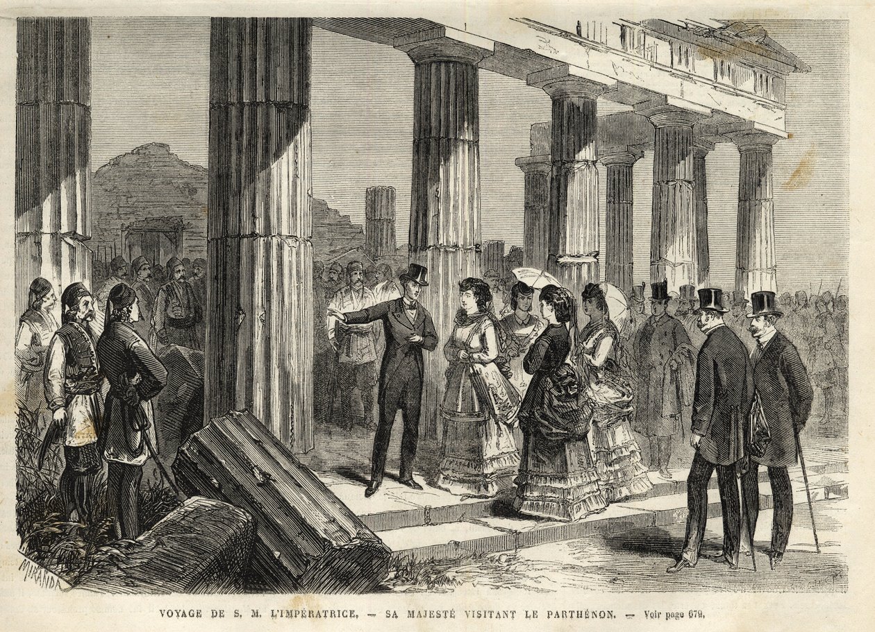 Reisen til keiserinne Eugenie i Hellas - Reisen til imponen Eugenie til Hellas - Parthenons besøk til Athene - i 1869 av Unknown artist