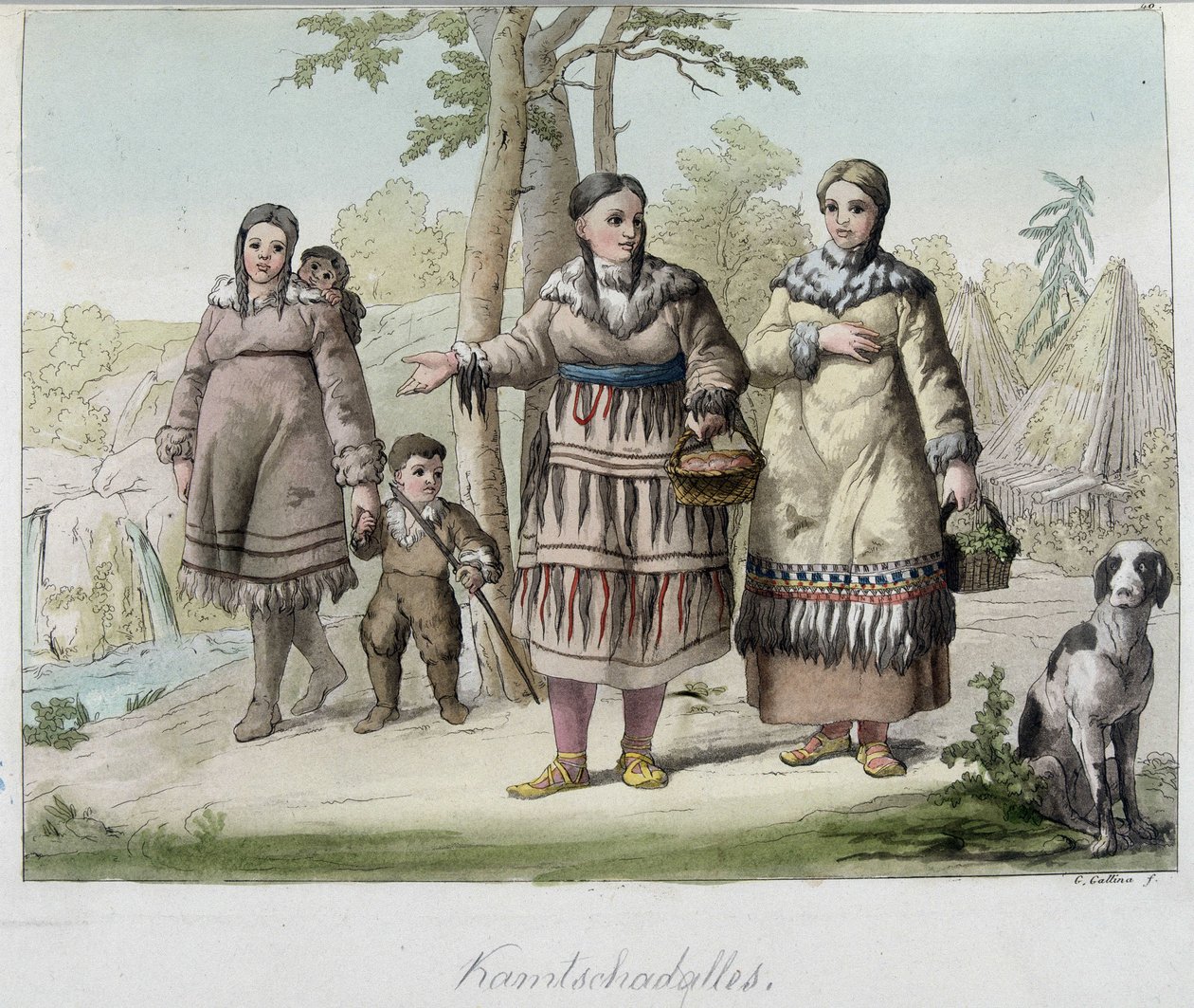 Kamtschadales (eller Kamtschadales), folk i Sibir. av Unknown artist
