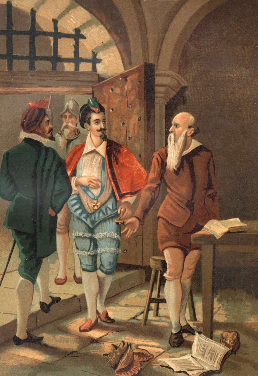King Henry III with Bernard Palissy (1510 - 1589). Chromolithography of the late 19th century. based on La Ciencia y sus Hombres by Louis Figuier. Barcelona 1881 av Unknown artist