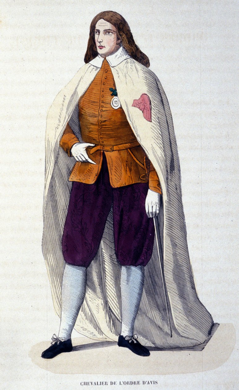 Knight of the Order of Avis (eller Aviz), portugisisk ridderorden innstiftet i 1147 av kong Alfonso I Henriques for kampen mot maurerne. Gravering av 1800-tallet. av Unknown artist