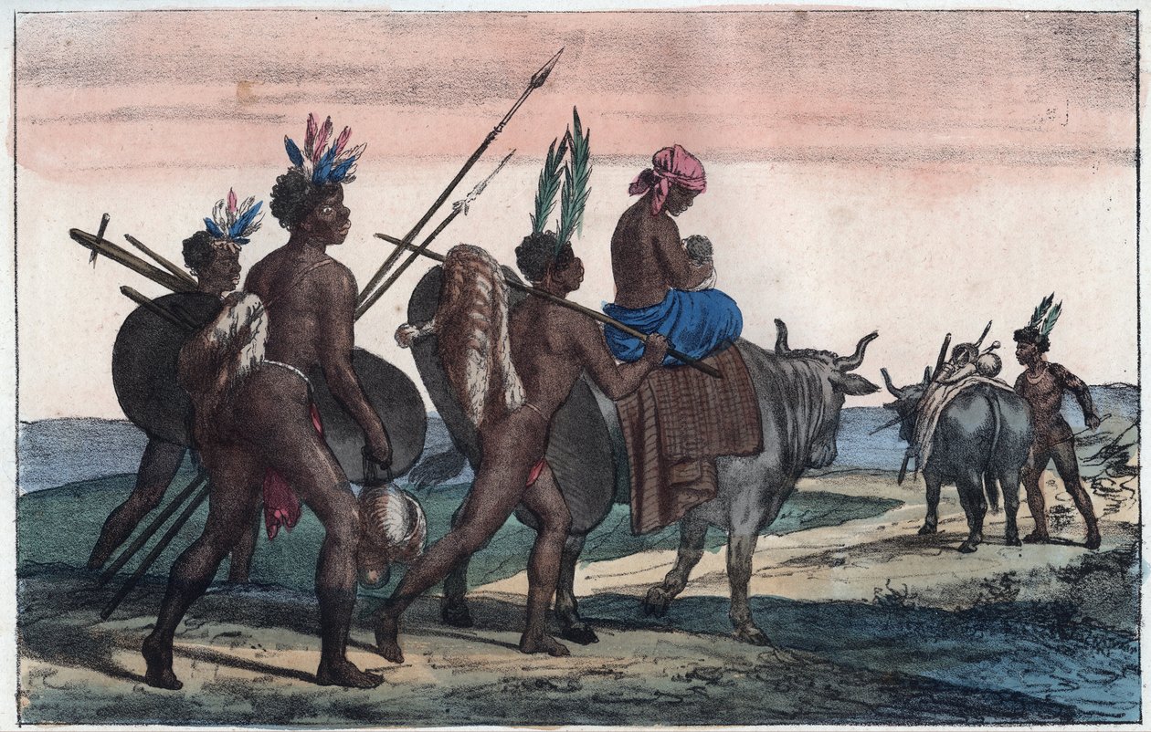 Korah Hottentots fra Kapp på farten - gravering fra "" skikker og tradisjoner til alle folkeslag i universet. Det vil si historien om regjeringen, lovene, militsen, om religionen til alle nasjoner fra de fjerneste tider til i dag "1856 av Unknown artist