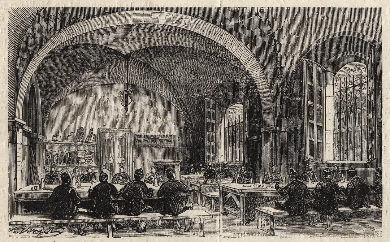 Ecole Polytechnique i Paris i 1873 - Refekturen - Gravering fra 1873 i "Le monde illustrious"" av Unknown artist