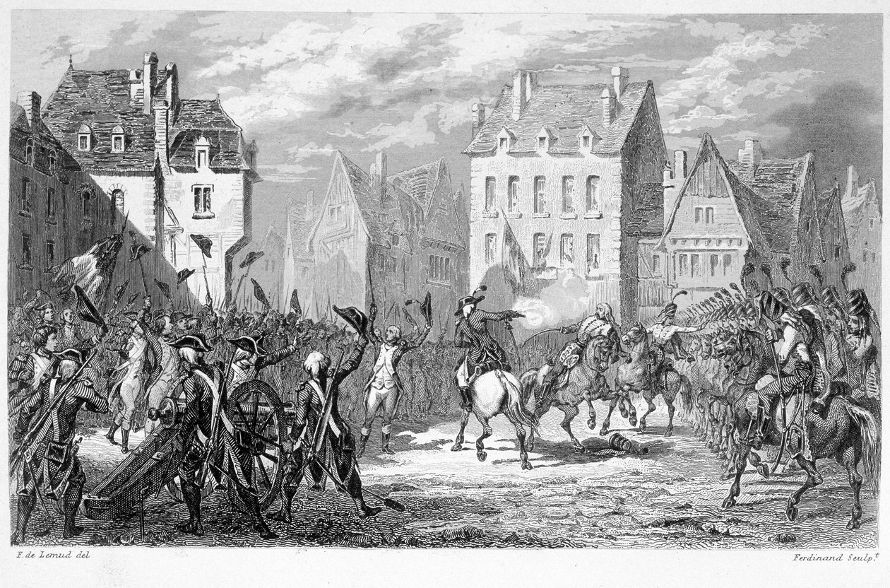 Nasjonalgarden i Varennes (22. juni 1791) - i «Fasttes de Gardes Nationales de France» av Unknown artist