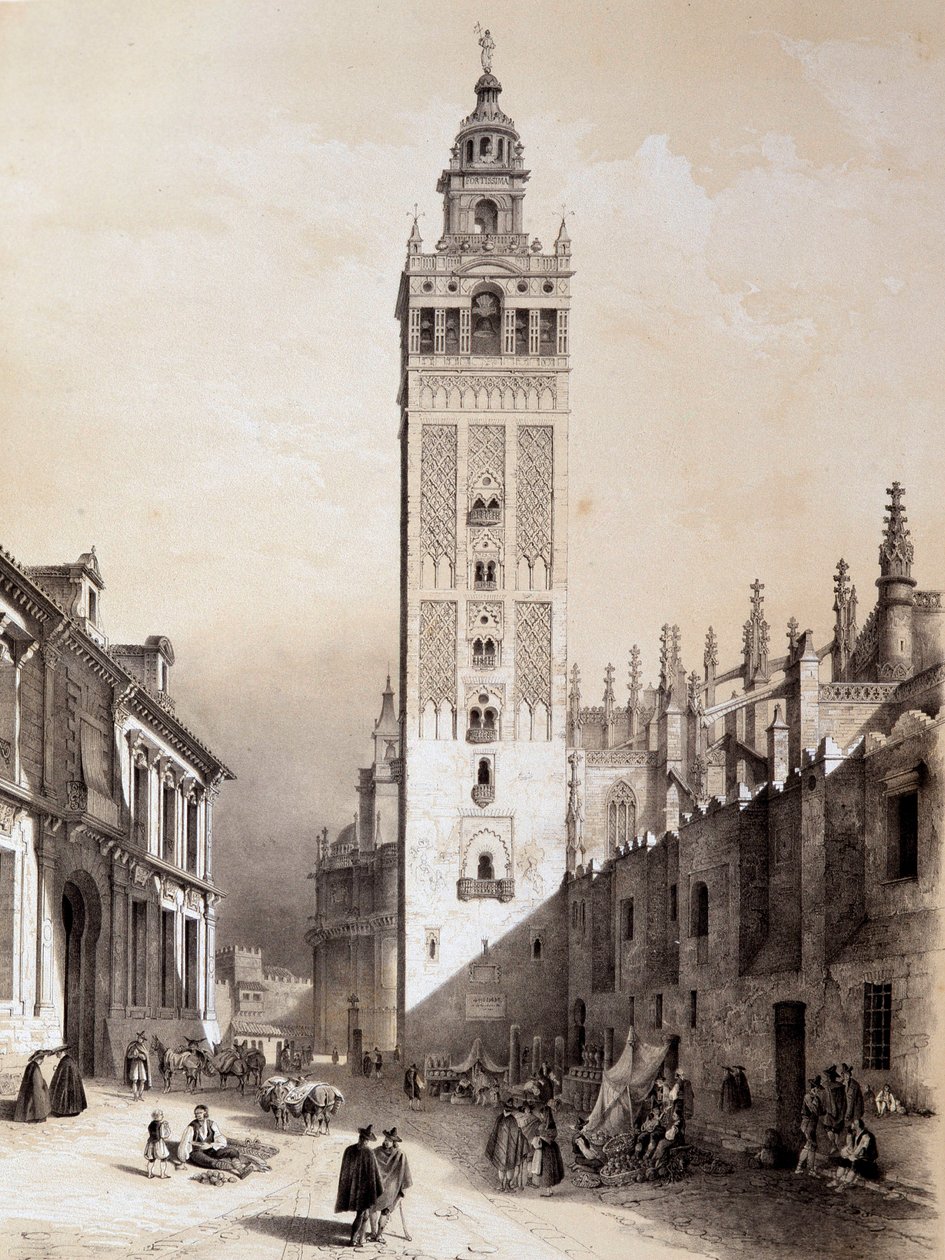 La Giralda, Sevilla, "" Kunstneriske og monumentale Spania av de berømte stedene og monumentene i Spania"" av Don Genaro Perezde Villa av Unknown artist
