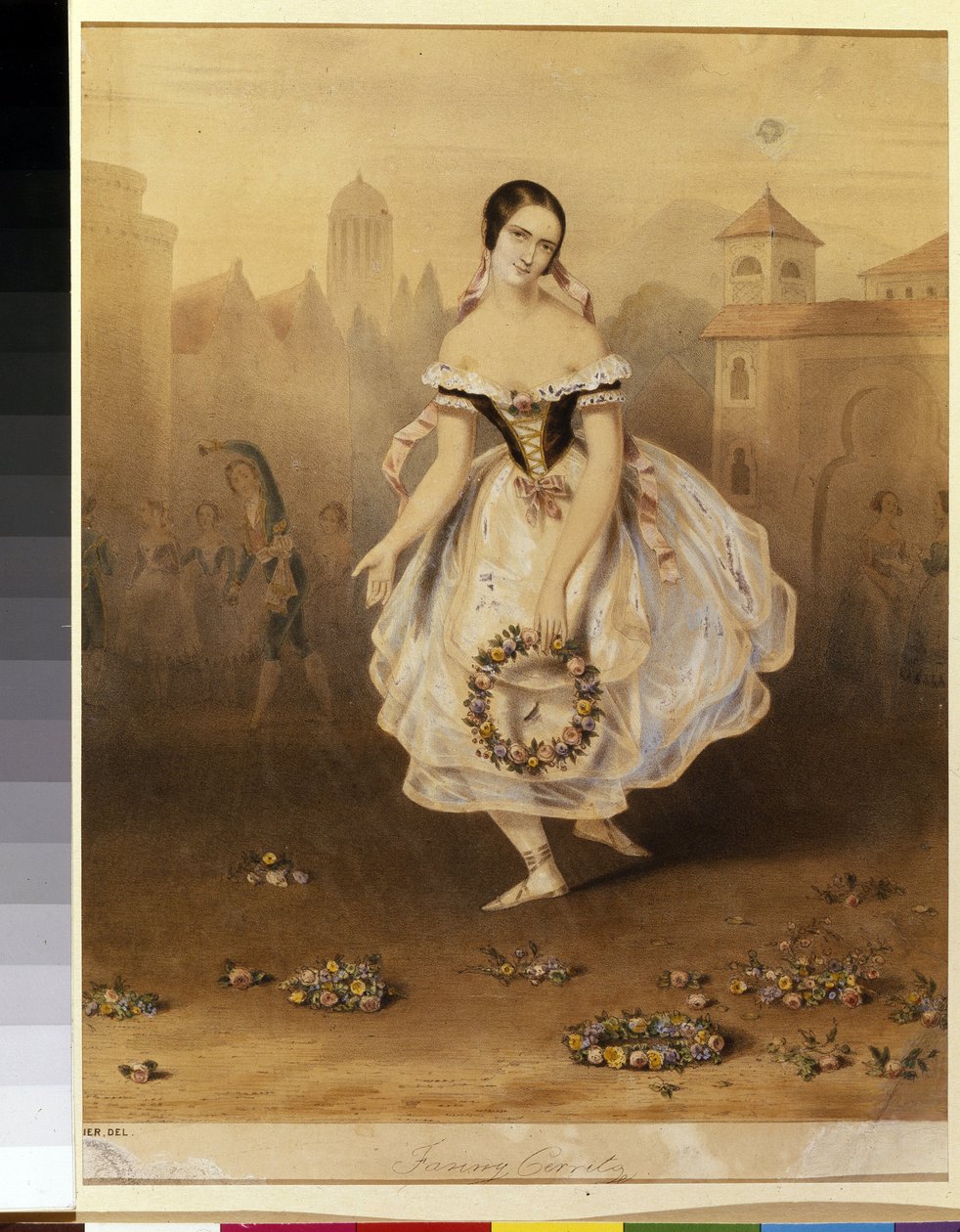 Den italienske ballerinaen Fanny (Francesca) Cerrito (1817-1909) (ballettdanser Fanny Cerrito). Anonym litografi, sent 1830. 1800-tallets nyklassisisme. Statens museum for teater og musikkkunst, St. Petersburg. av Unknown artist