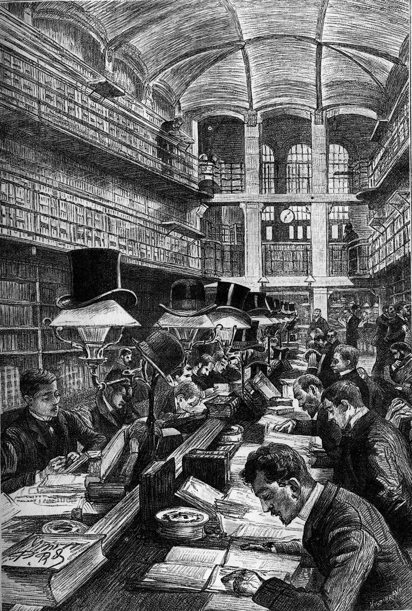 Cujas-biblioteket ved Paris Law School, gravering i avisen ""La jeunesse"" av Unknown artist