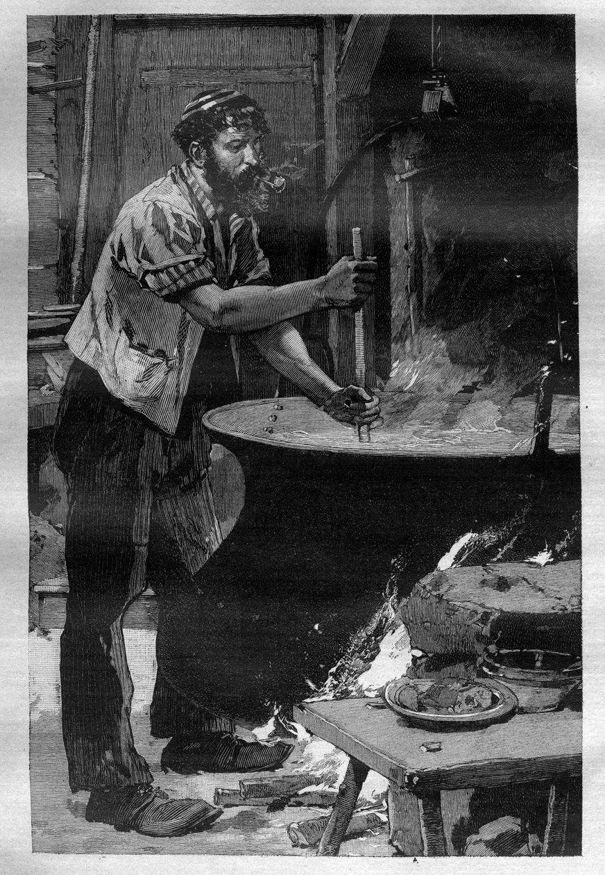 Fremstillingen av Gruyere-ost - gravering i "La Science francaise"" av Unknown artist