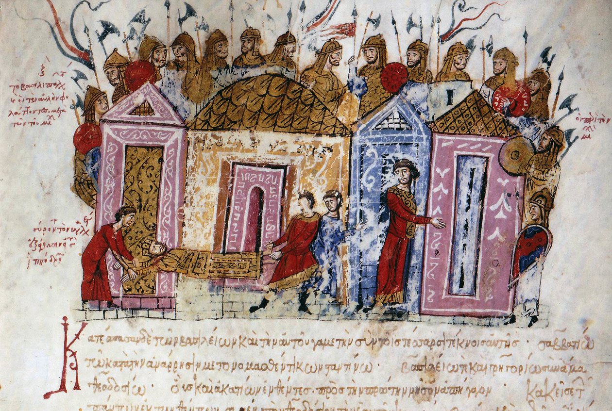 Varangian (Varangian) Armed Guard (danske og svenske vikinger, som reiste gjennom hele elvesystemet i de østlige territoriene og bygde fort, helt til Det Kaspiske hav, og dermed la grunnlaget for det som skulle bli statsrusseren) Miniatyr hentet fra av Unknown artist