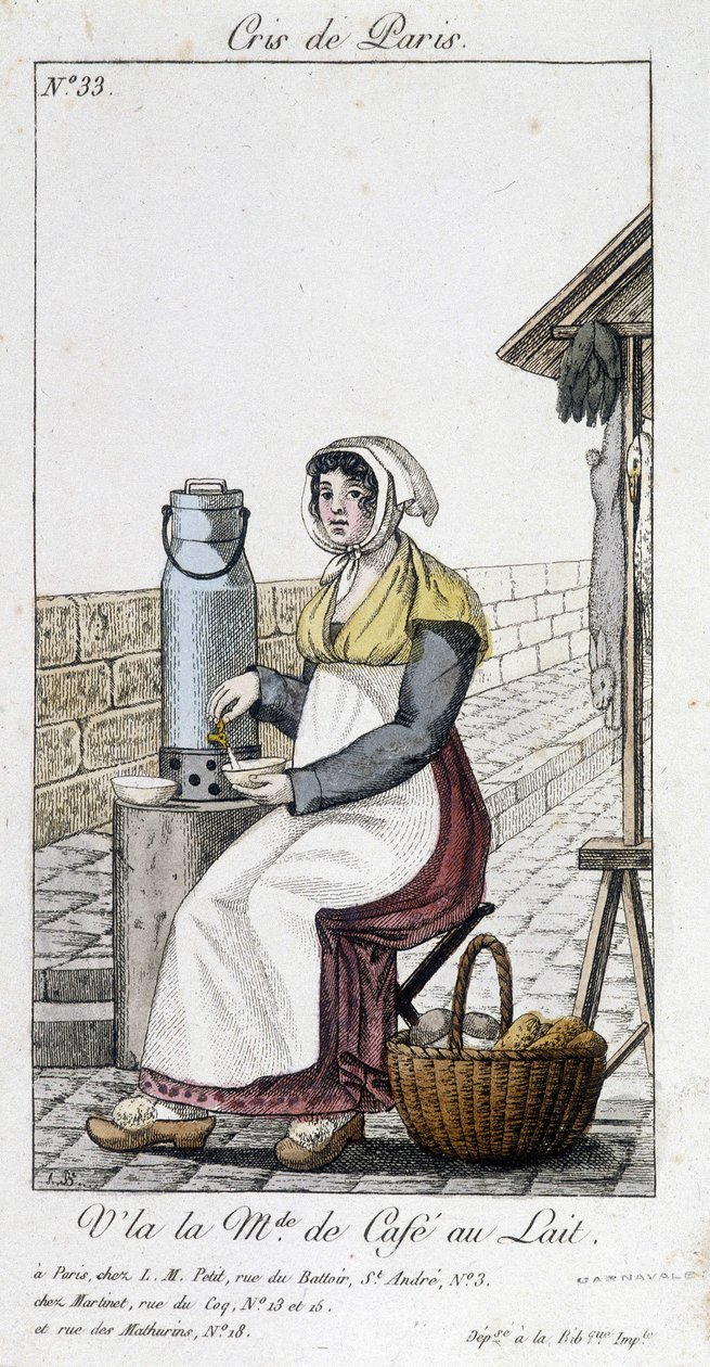 Melkekaffehandleren - i "" Cris de Paris"" av Unknown artist