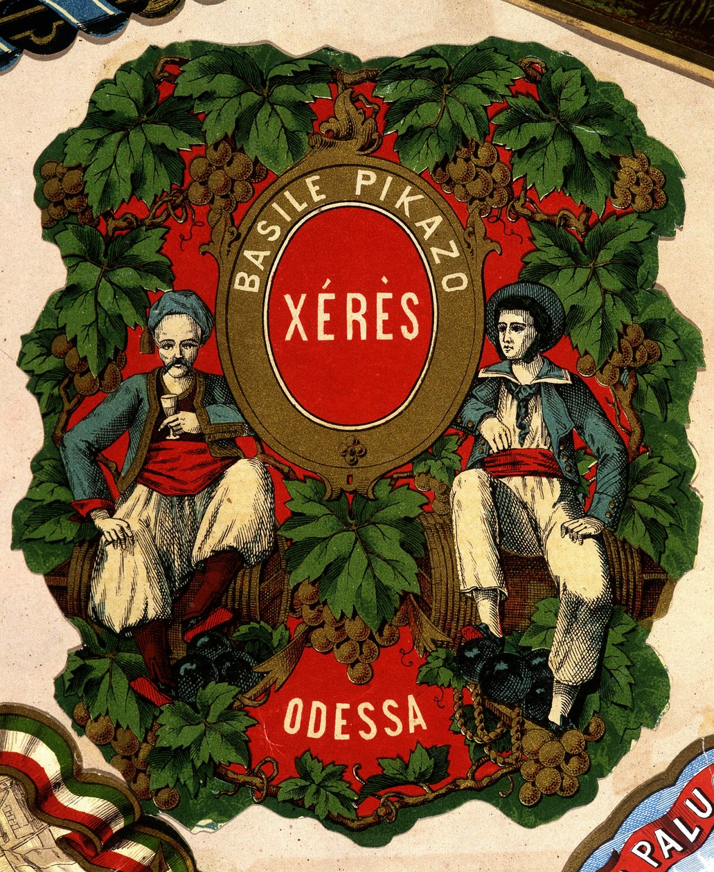 Etikett av "" Basile Pikazo - Jerez - Odessa", sd. 1800-tallet. av Unknown artist