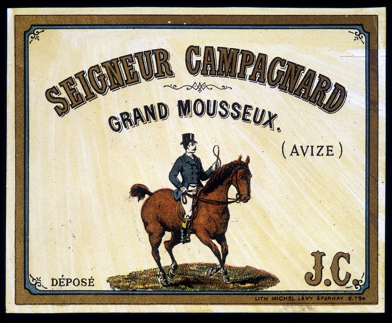 Label of “” Lord Campagnard - Great sparkling”” (Avize), sd. 19th century. av Unknown artist