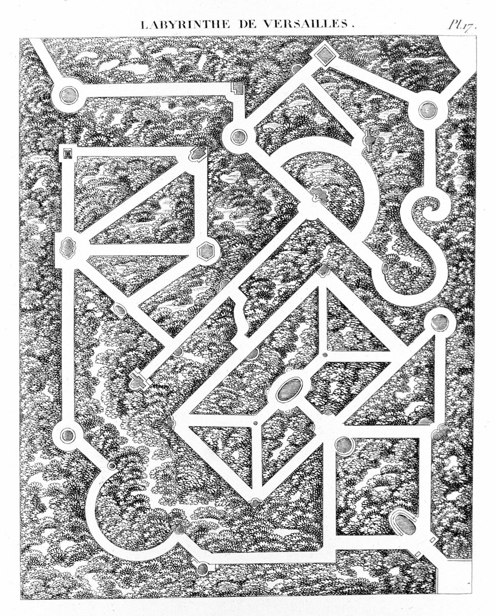 Labyrinth of Versailles etter "" Essay om hagers sammensetning og utsmykning"" av Mr. Boitard. Paris 1823. av Unknown artist