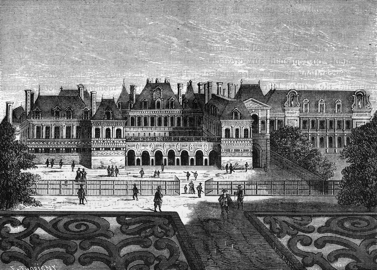 Det tidligere Palais Cardinal, nå Palais Royal i Paris - i "Histoire de France"" av Henri Martin, sd. 1800-tallet av Unknown artist