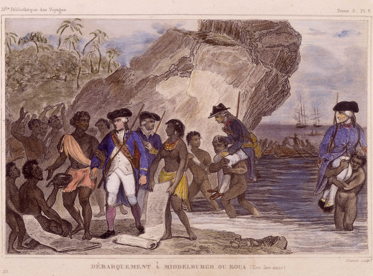 Landing av Jean-Francois Galaup, greve av La Perouse (Jean Francois Laperouse av Unknown artist