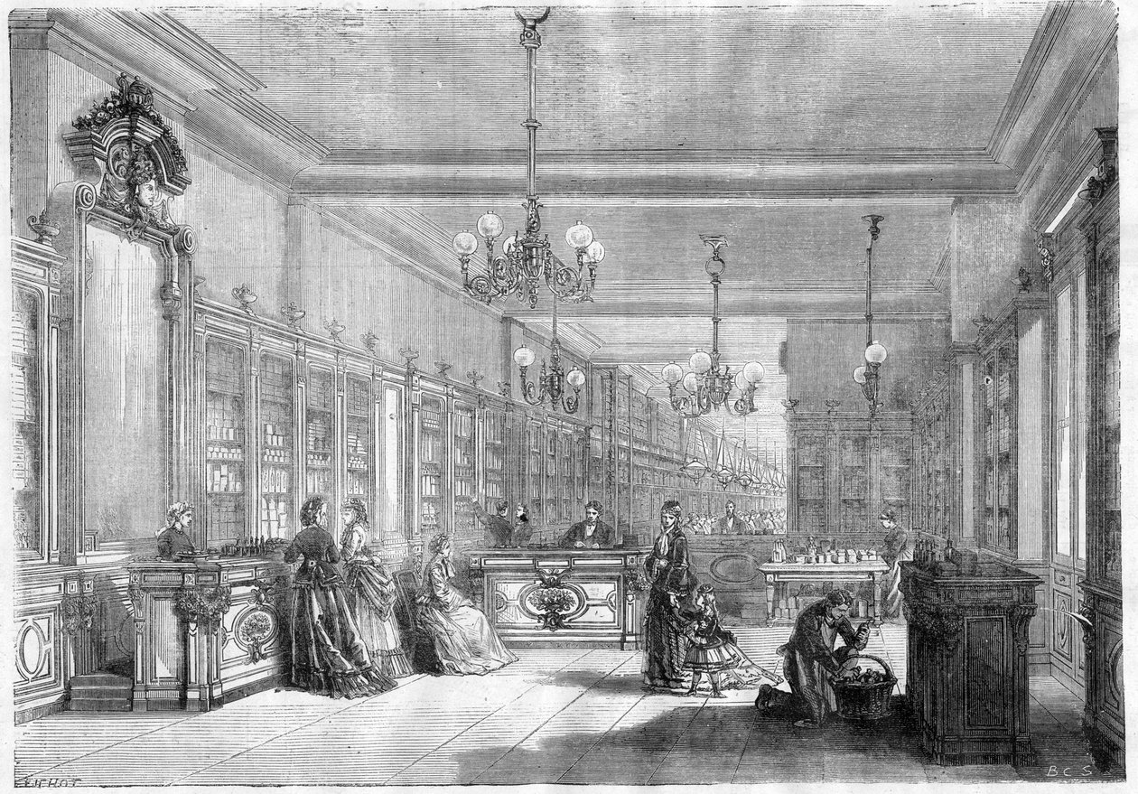 Stort parfymehus Pinaud og Meyer (Edouard Pinaud og Meyer), boulevard de Strasbourg i Paris i 1870 av Unknown artist