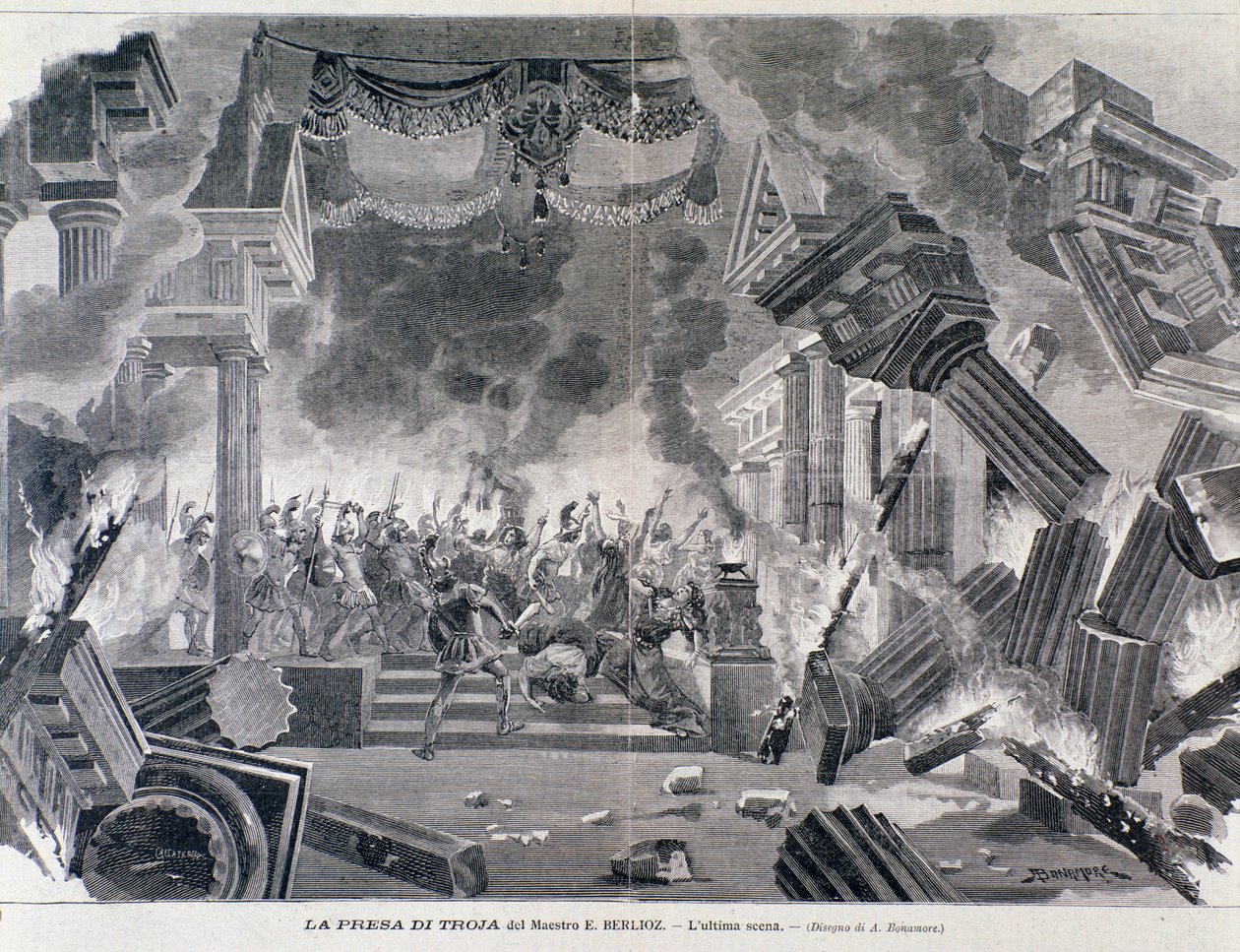 Siste scene av operaen Trojanerne av Hector Berlioz av Unknown artist