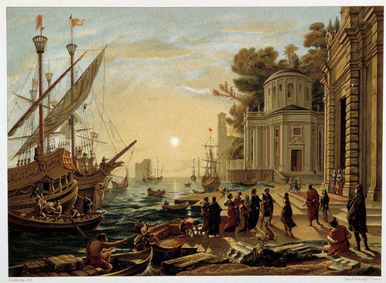Deplaningen av Cleopatra ved Tarsus, fra ca. Claude Gellée alias Le Lorrain av Unknown artist