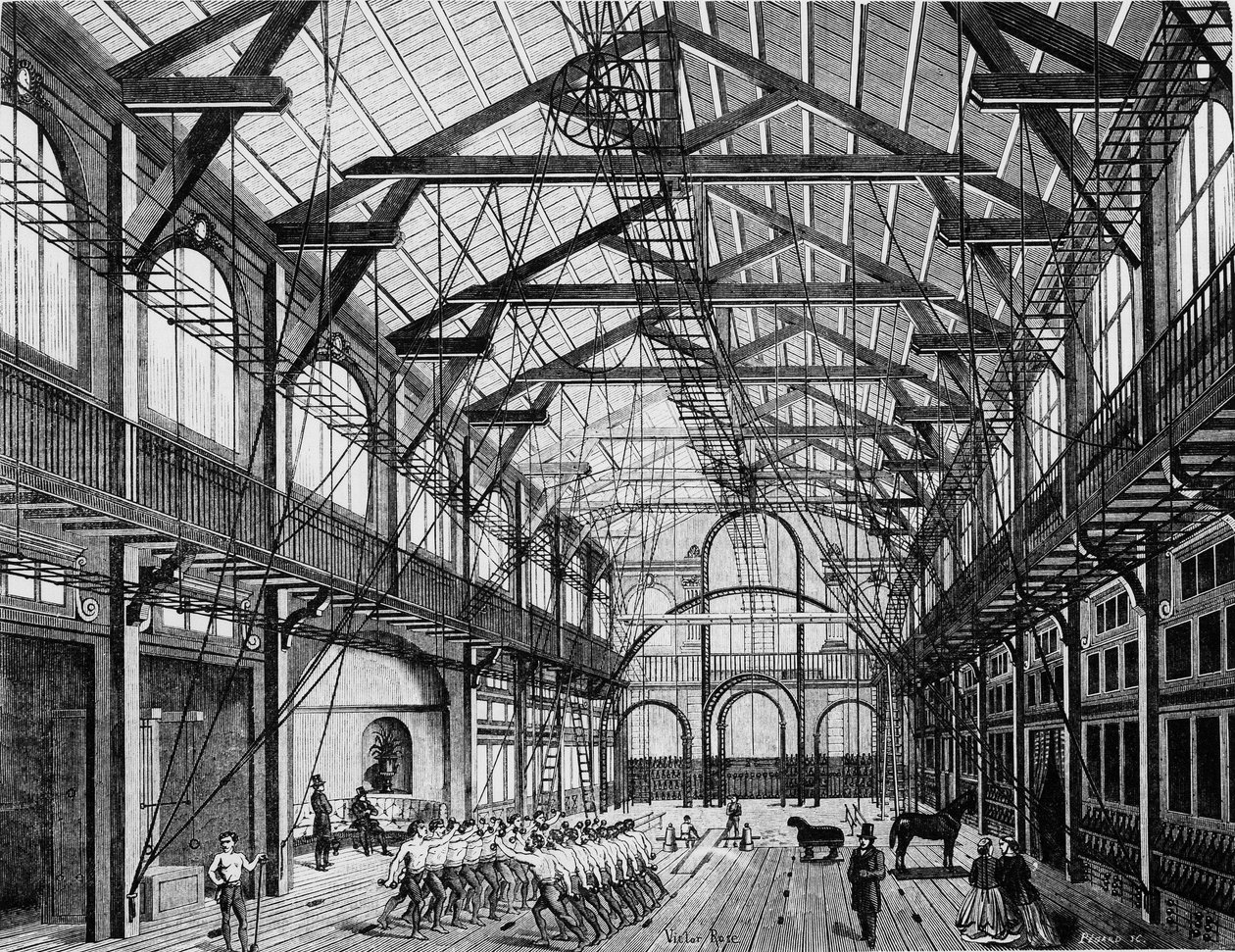 Grand Gymnasium i Rue des Martyrs - gravering av Unknown artist
