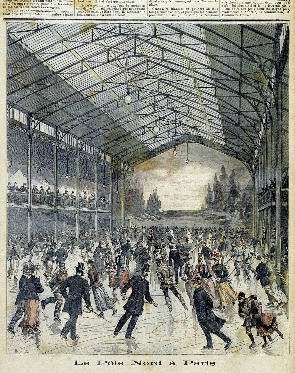 Nordpolen i Paris: Parisere på skøyter - i "" Le Petite Journal", nov. 1892 av Unknown artist