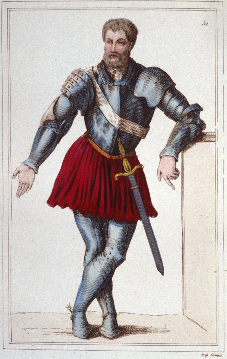 Ridderen Bayard (1475-1524) gravering 1830 av Unknown artist