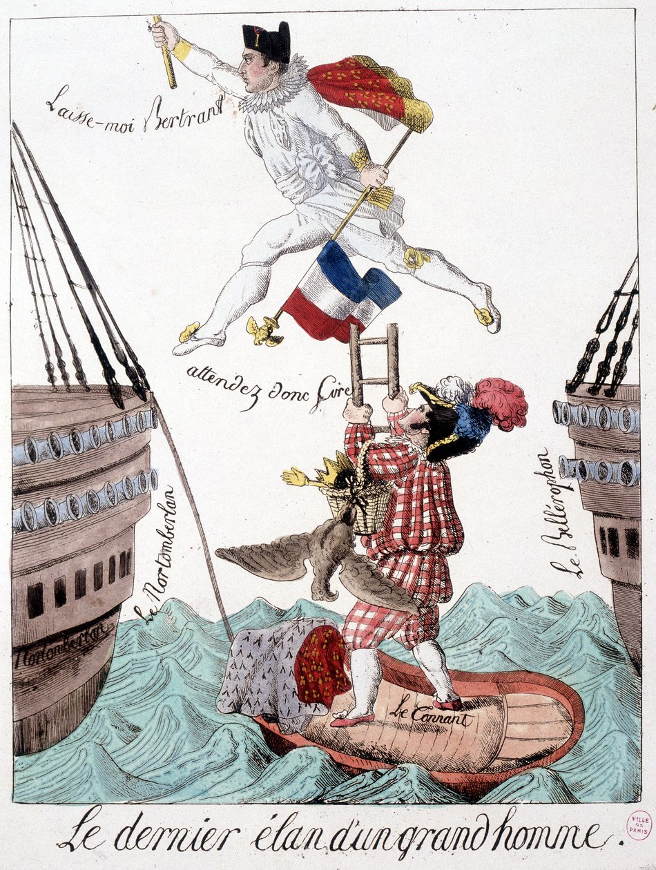 Den siste streken til en stor mann: karikatur av Napoleon og general Bertrand - i "" Napoleon 1er, karikaturer, dummysamling", Paris av Unknown artist