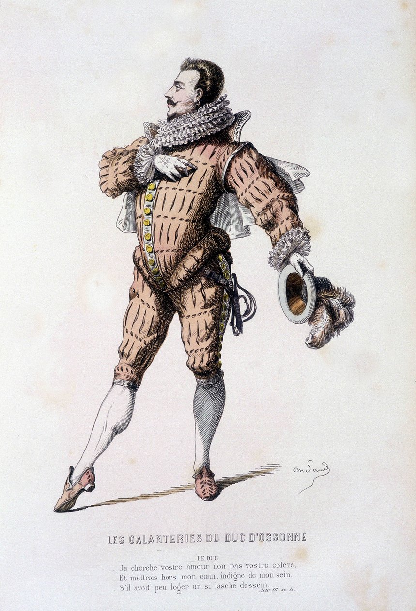 Hertugen i "" hertugen av Ossonnes galanterier "" (av Jean de Mairet i 1636), i "" Det franske teateret på 1500- og 1600-tallet før Moliere" av Edouard Fournier av Unknown artist