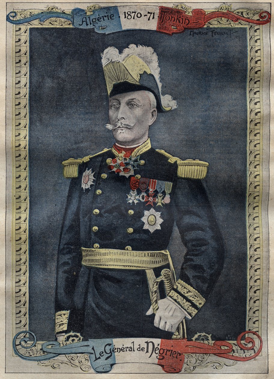 Le general Francois Oscar de Negrier 1839-1913 - engraving in “Le-Pelerin”” of 1899 av Unknown artist