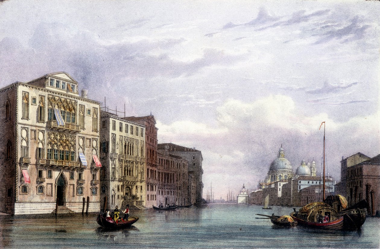 Le grand canal - i "Album med hovedutsiktene over Venezia", ill. av Marco Moro, red. Gio Brizeghel, v.1840 av Unknown artist