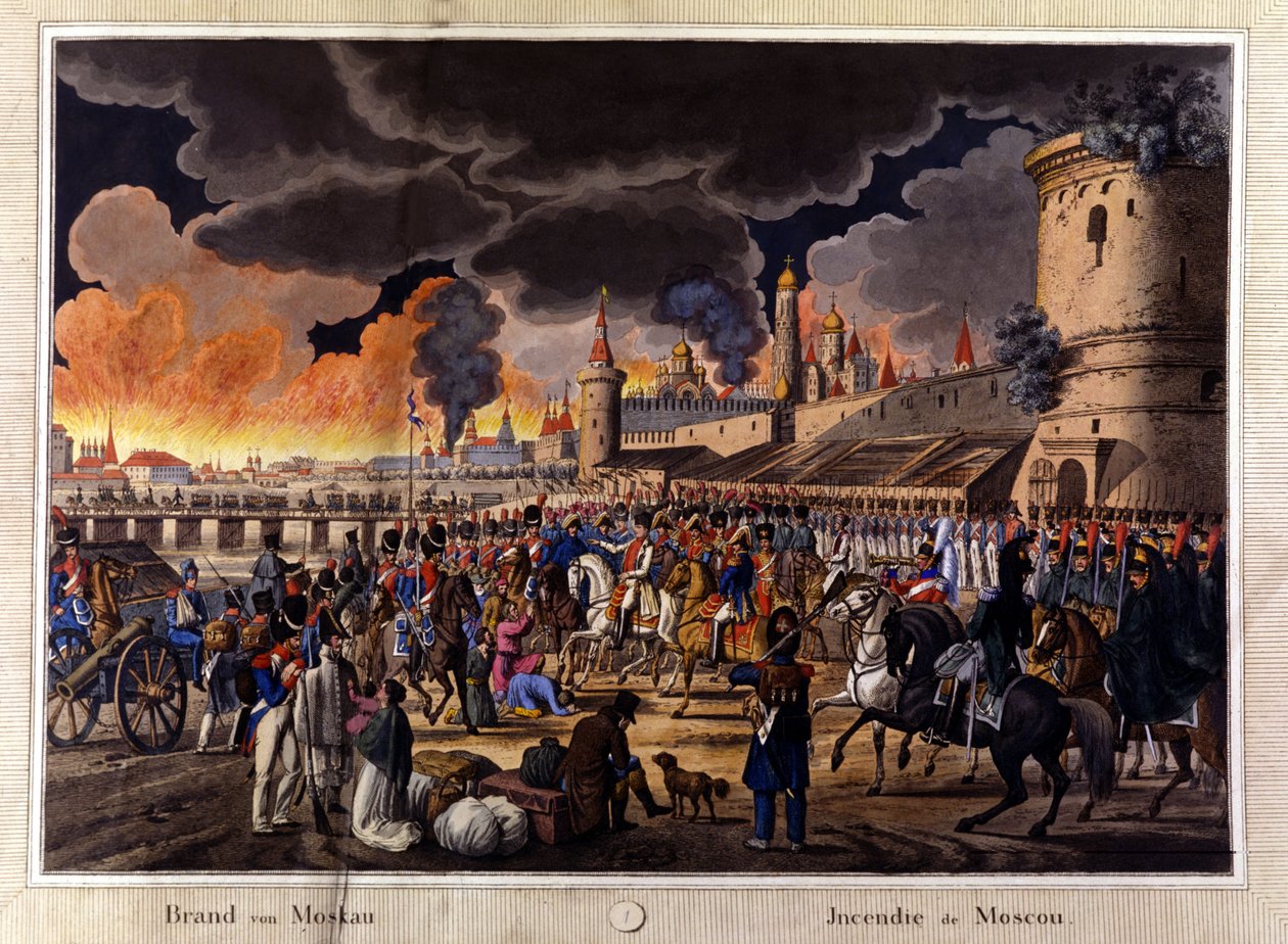 Den store brannen i Moskva i september 1812. av Unknown artist