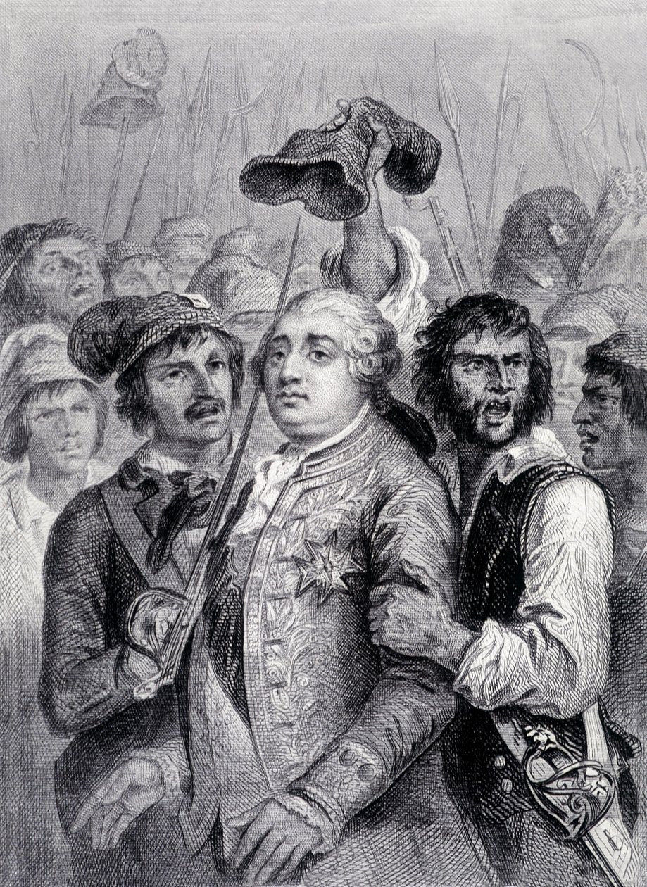 Folket på Tuileriene, ludvig XVI av den frygiske hetten, 20. juni av Unknown artist