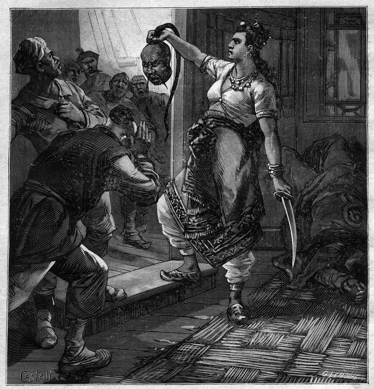 Le pirate du Tonkin - illustration for the novel by Pierre Mael (Charles Causse and Charles Vincent) engraving in “” journal des voyages””” 1884 av Unknown artist