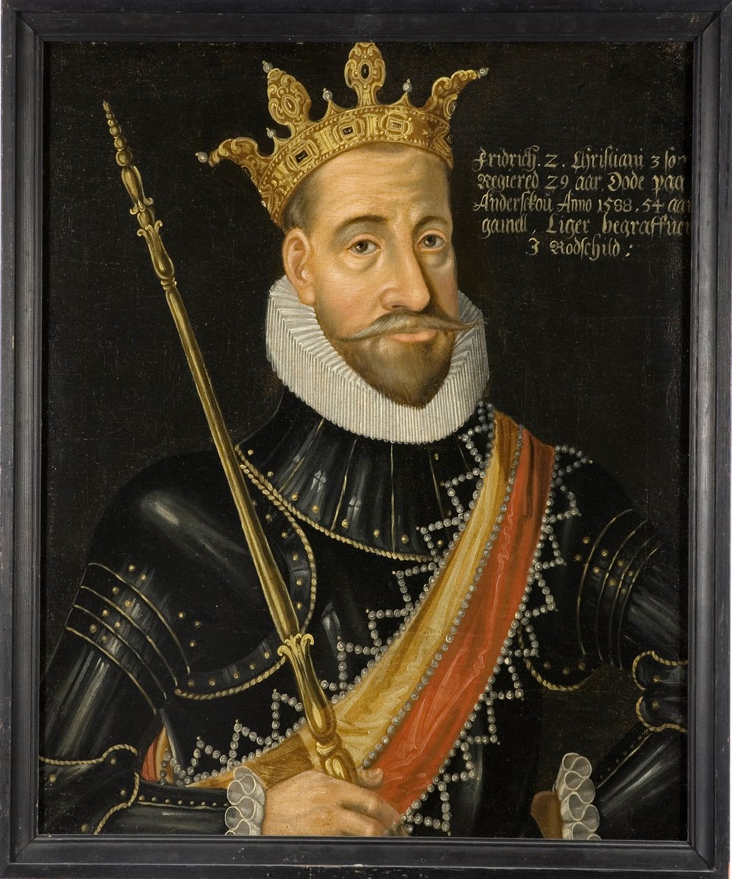 Le roi Frederic II de Danemark et Norvege - Kong Frederik II av Danmark (1534-1588), Anonym . Olje på lerret. Mål: 74x64 cm. Nationalmuseum Stockholm av Unknown artist