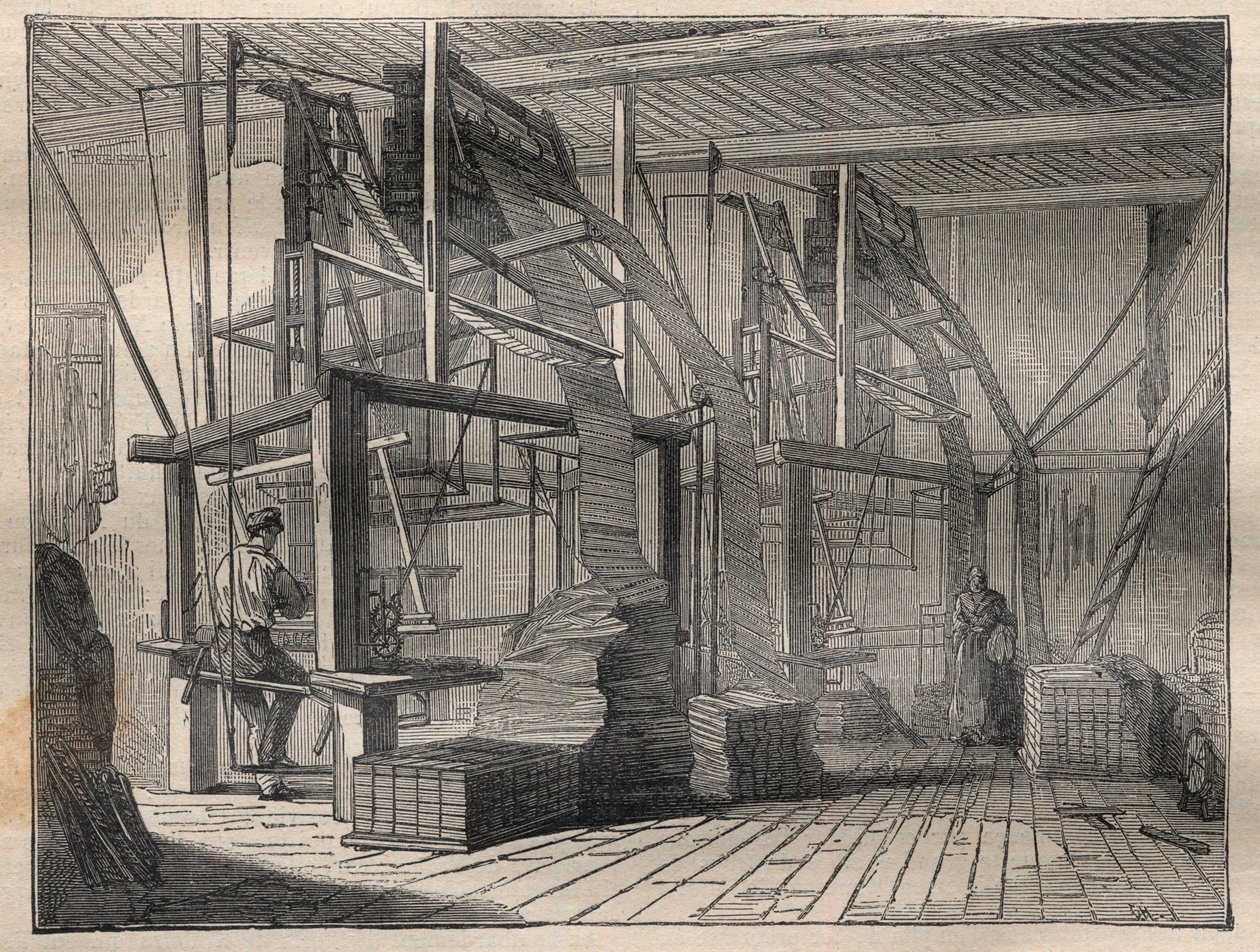 Veving av silke - Gravering i ""La Science francaise"" av Unknown artist