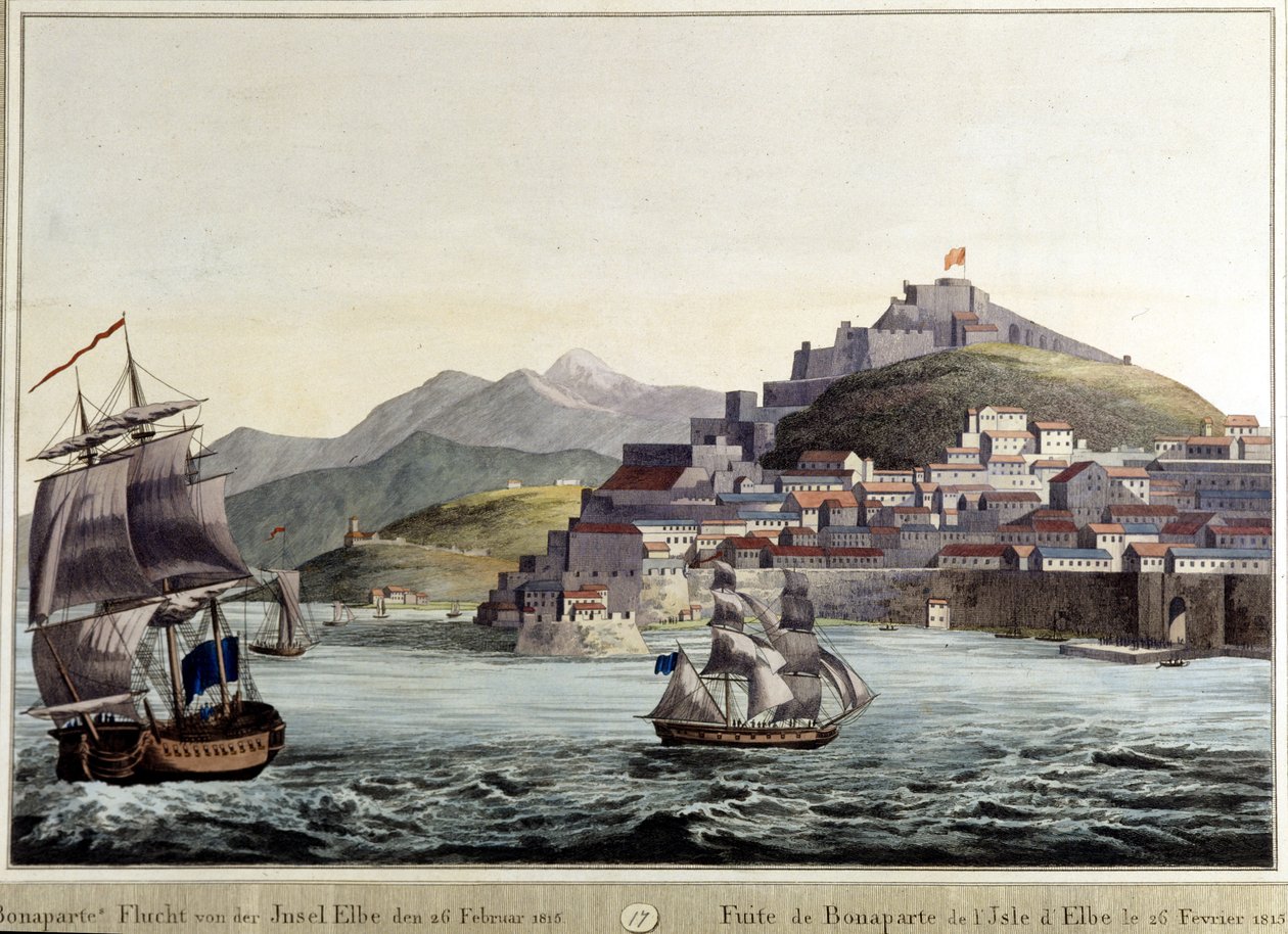 Lekkasje av Napoleon Bonaparte fra Elba 26/02/1815. av Unknown artist