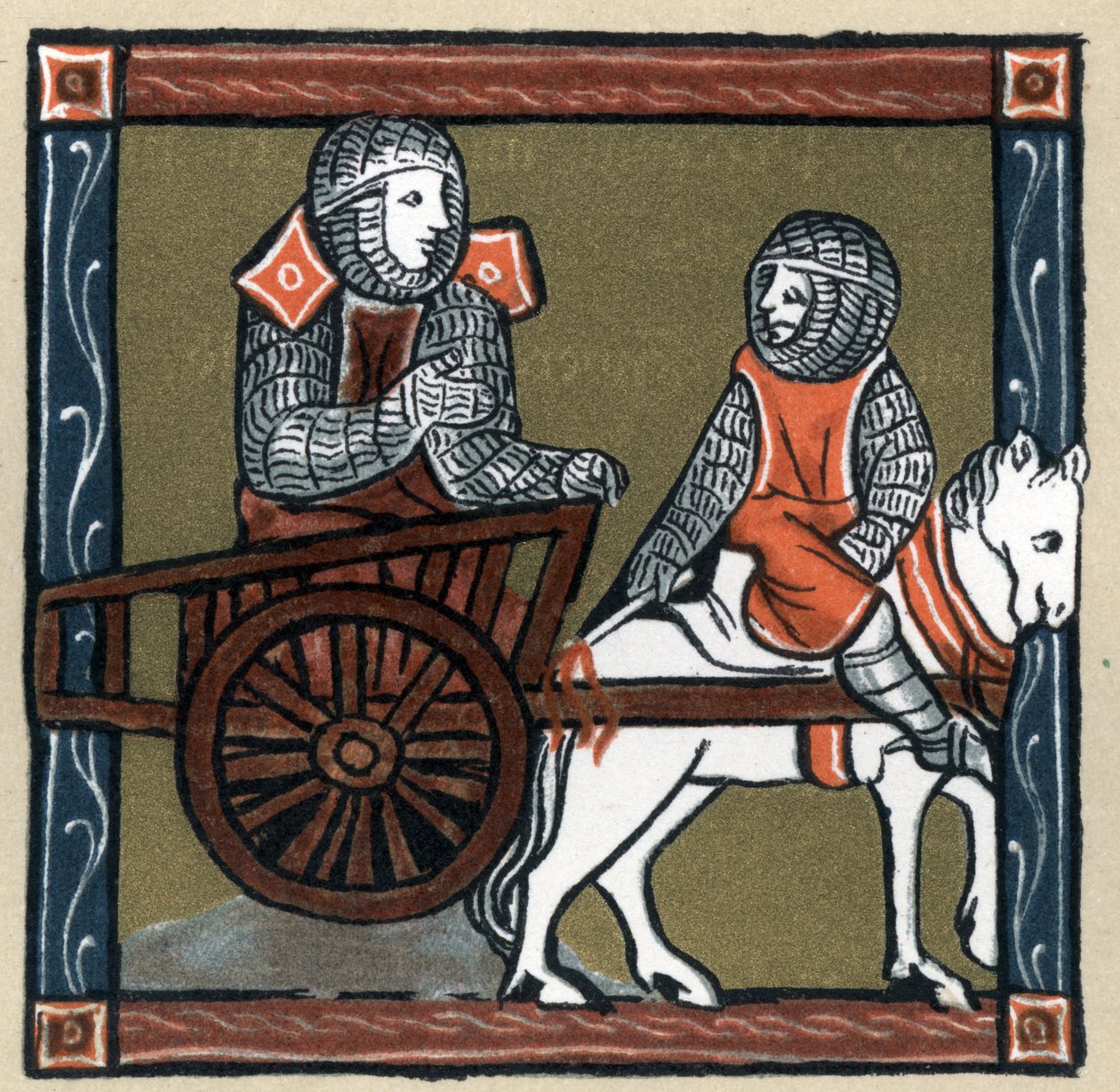 Legend Arthurienne: Lancelot du lac dans la charrette. I "History of French Literature" av Hermann Suchier av Unknown artist
