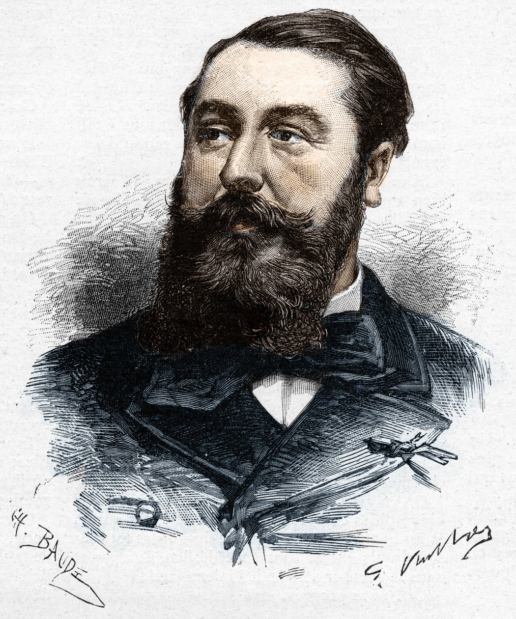 Leo Delibes (1836-1891), French musician and composer. Wood engraving by Charles Baude after Gaston Vuillier - in “” Le Monde Illustré”” of 28 April 1883. av Unknown artist