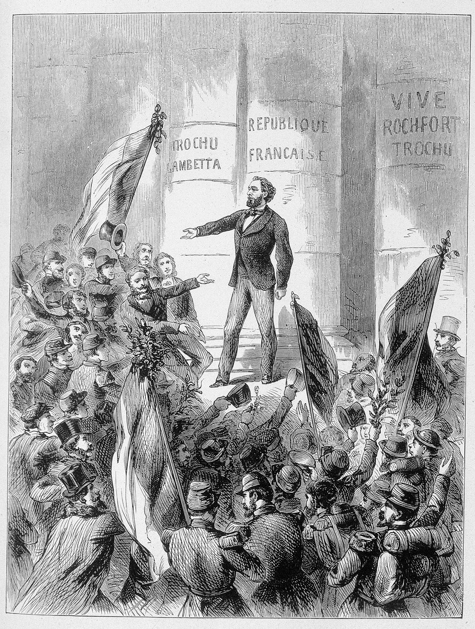 Leon Gambetta kunngjorde proklamasjonen av republikken 4. september av Unknown artist