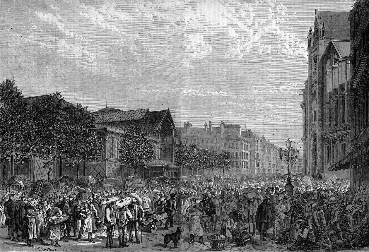Les Halles sentral i Paris i 1878. av Unknown artist