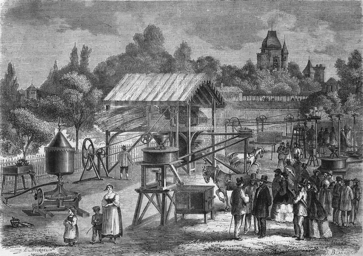 Les Machines agricole av Mr. Joseph Pinet Jr., byggmester i Abilly (Indre et Loire) i 1865. av Unknown artist